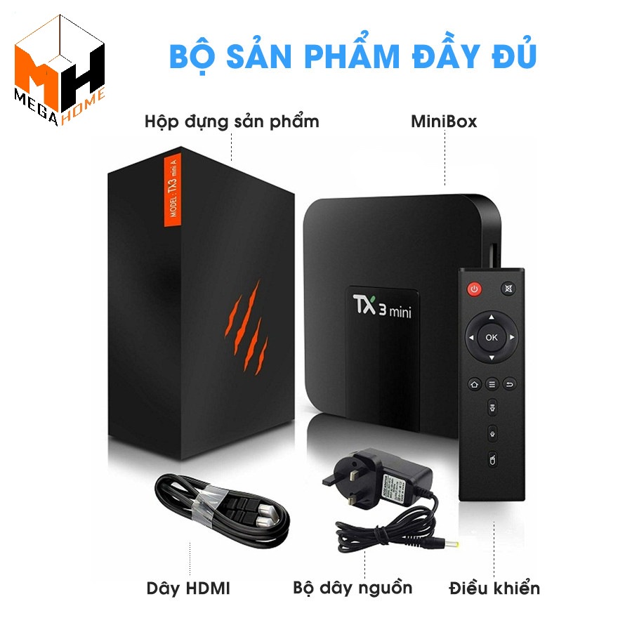 Android Tivi Box TX3 mini - 2G Ram và 16G bộ nhớ, Bluetooth. đầu box android tx3mini phiên bản 2021