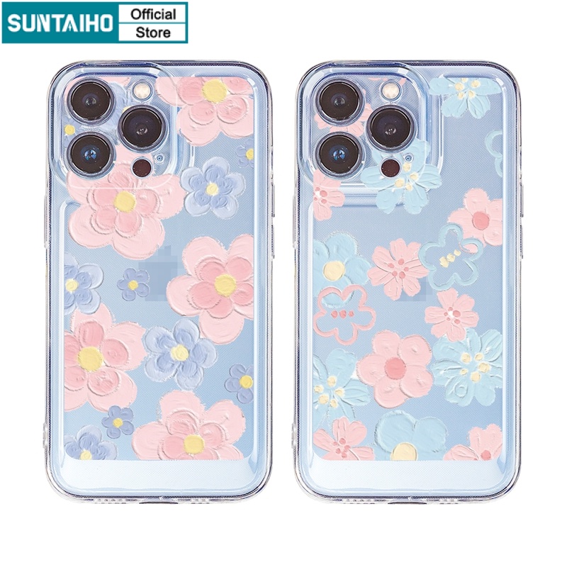 Ốp lưng iphone Ốp điện thoại Suntaiho TPU silicon họa tiết hoa thích hợp cho iPhone 13 11 Pro 13 12 Pro Max XS Max X XR 7 8 Plus