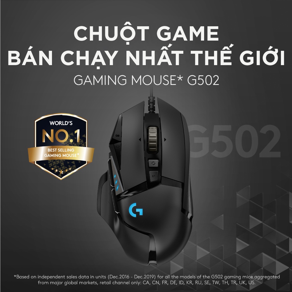 [Mã ELLOGIWL5 giảm 10% đơn 500K] Chuột game có dây Logitech G502 Hero - Cảm biến Hero 25K, RGB, 11 nút lập trình