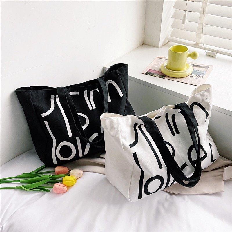Túi Xách Canvas In Chữ Thời Trang Nữ Tính