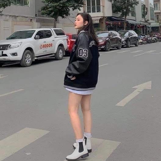 ÁO KHOÁC GIÓ BOMBER NAM NỮ CÚC BẤM FORM ĐẸP - ÁO KHOÁC BOMBER PHỐI TAY DA CAO CẤP