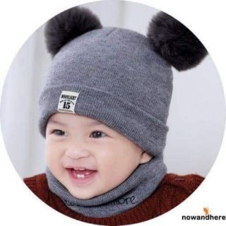 Mũ len kèm khăn choàng cổ cho bé