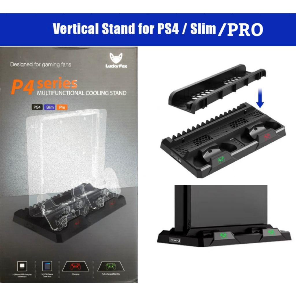 Giá đỡ đứng làm mát Ps4 Slim & Pro + hộp trưng bày game DualShock4
