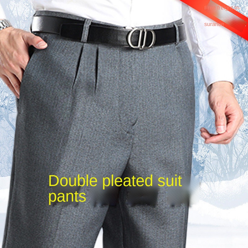 Quần Tây Ống Đứng Lưng Cao Thời Trang Cho Đàn Ông Trung Niên