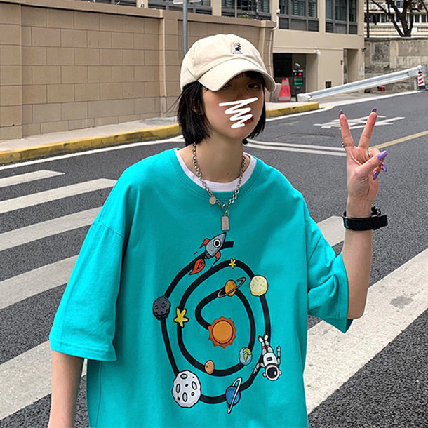 NRVP Áo thun tay ngắn cổ tròn mẫu 2021 thời trang cho nữ