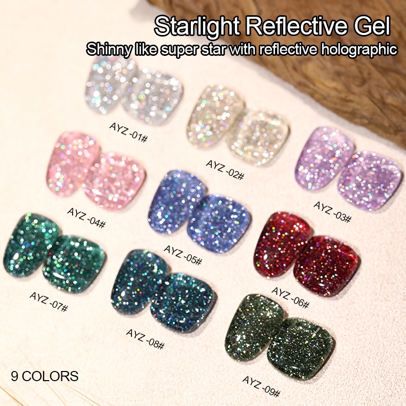 Sơn móng tay, sơn gel kim tuyến nhũ flash sáng trắng mã AYZ chai đỏ 15ml chính hãng-ĐỒ NAIL VIỆT