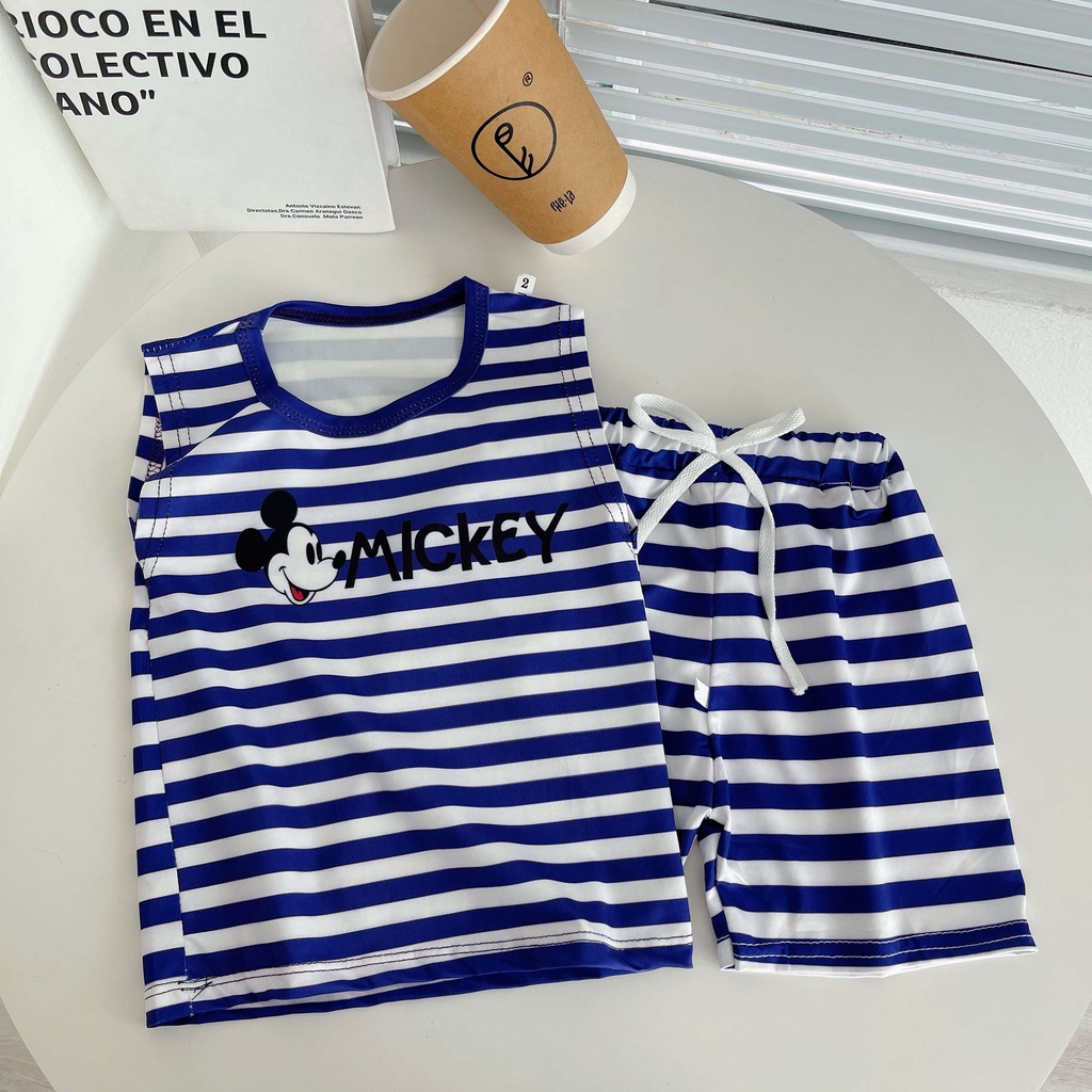 Bộ ba lỗ sát nách in hình micki cho bé trai bé gái mặc đều xinh, quần áo bé trai từ 7-25kg - SUMO KIDS