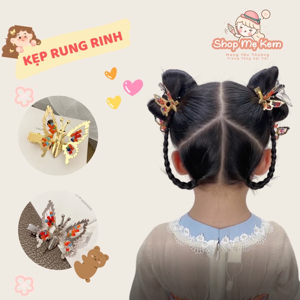 Kẹp Tóc Bé Gái Rung Rinh Lấp Lánh Xinh Xắn, Kẹp Tóc Nhiều Màu Dễ Thương, Phong Cách Hàn Quốc Cho Bé