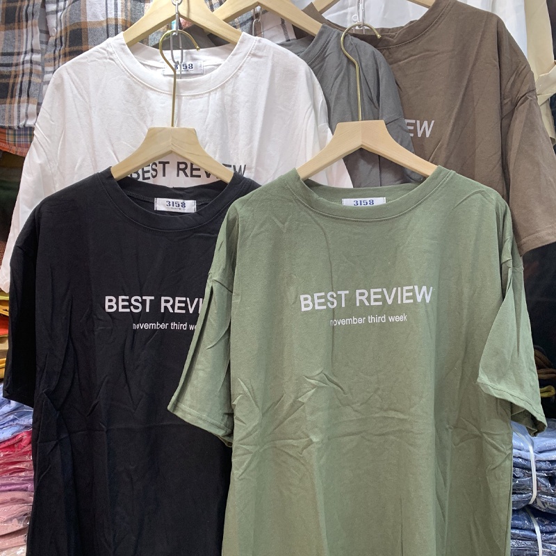 Áo thun 3158 in chữ tay lỡ form rộng phông nam nữ chất cotton hàng Quảng Châu ANDOSA AT19