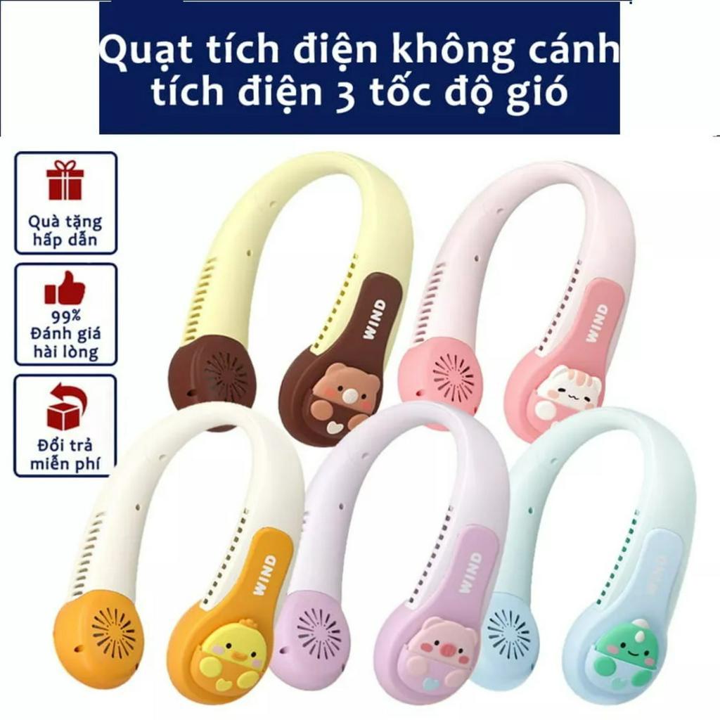 Quạt mini đeo cổ cầm tay để bàn tiện dụng pin dung lượng cao hình phi hành gia bảo hành 3 tháng