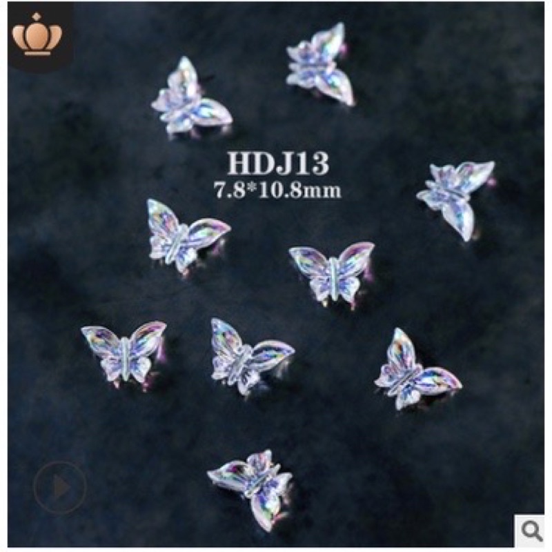 Set 10 charm B-ướm tráng gương cầu vồng lấp lánh