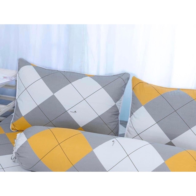 Drap cotton 100% , ga trải giường cao cấp chuẩn LOGO CTY mẫu Ô VÀNG