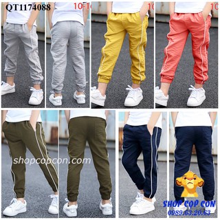Quần dài chất đũi phối sọc cho bé trai và bé gái (26-45kg)