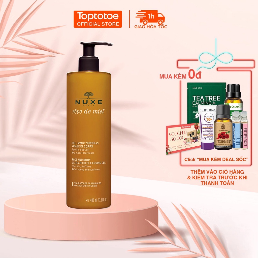 Gel Rửa Mặt & Tắm Toàn Thân Nuxe Cho Da Khô, Nhạy Cảm Reve De Miel Face and Body Ultra-Rich Cleansing Gel 400ml