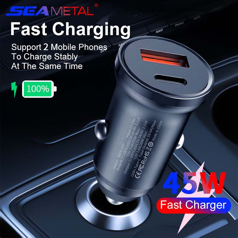 Tẩu sạc nhanh SEAMETAL 45W QC4.0 USB + Type C PD25W tiện dụng cho xe hơi