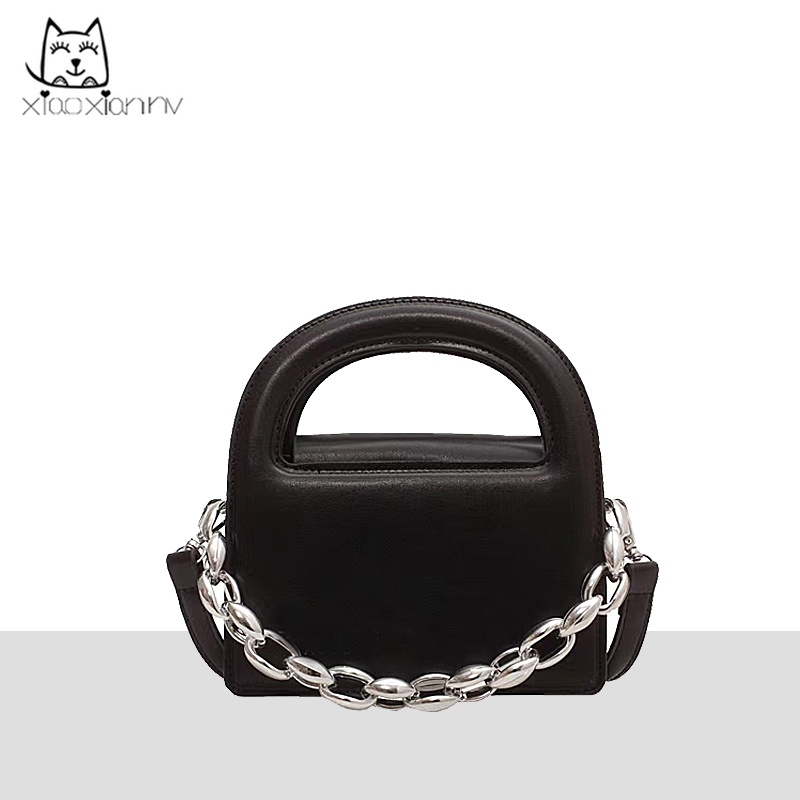 Túi Đeo Chéo Hình Tròn Nhỏ Màu Đen Thời Trang Xuân Hè 2022 Dễ Phối Đồ