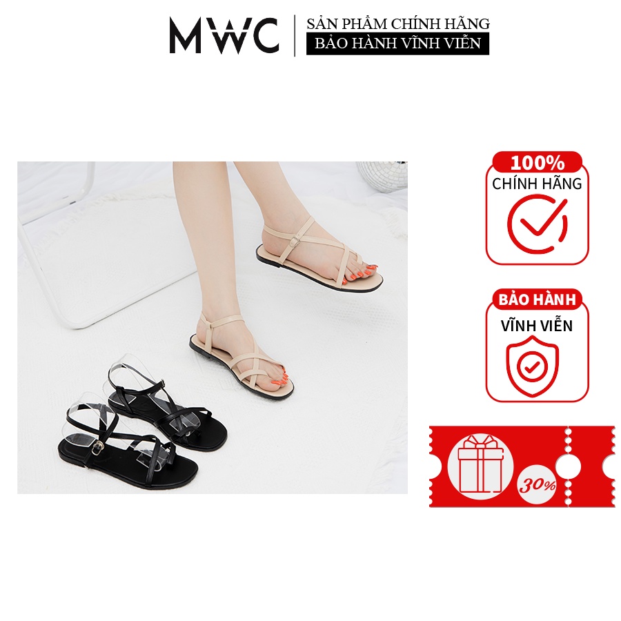 Giày Sandal Nữ MWC 2870 - Giày Sandal Nữ Đế Bệt Quai Mảnh Xỏ Ngón Cách Điệu Siêu Xinh