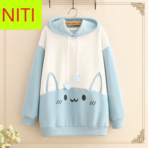 ÁO KHOÁC HOODIE NỈ BÔNG NỮ CAO CẤP NITI IN HÌNH MÈO TAI BỰ ĐỦ MÀU ĐỦ SIZE SIÊU HOT