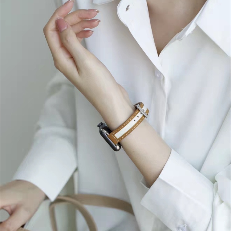 Dây Đeo Vải canvas + Da Cho Đồng Hồ Thông Minh Apple Watch 41mm 45mm 38mm 40mm 42mm 44mm iwatch 7 6 se 5 4 3