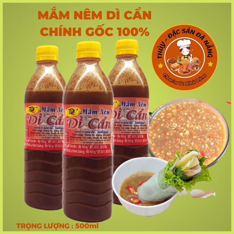 Mắm Nêm Dì Cẩn chai 500ml chính gốc [ đệ nhất mắm nêm] mắm nêm say sẵn