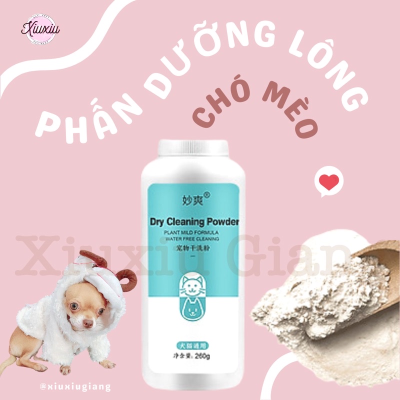 [Mã 253FMCGSALE giảm 8% tối đa 100K đơn 500K] Phấn Dưỡng Lông, Tắm Khô Cho Chó Mèo Dry Cleaning Powder - Xiuxiu Giang