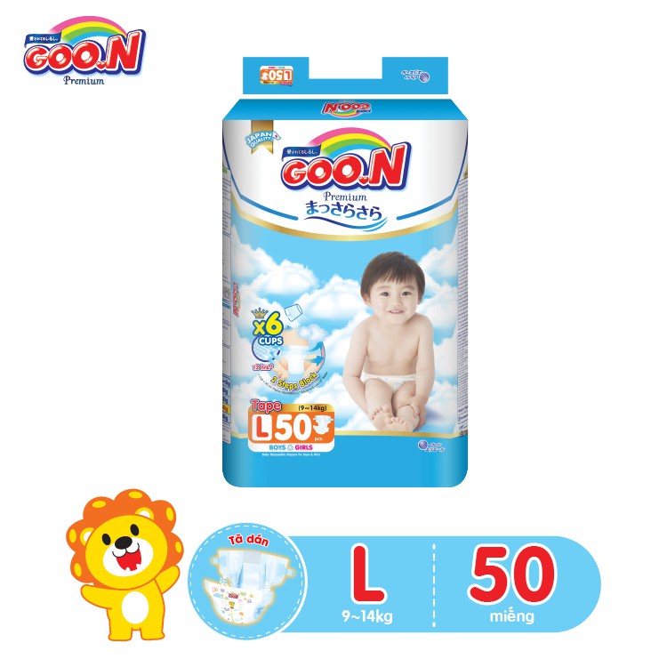 Tã dán Goo.N Premium size L 50 miếng (cho bé 9-14kg)