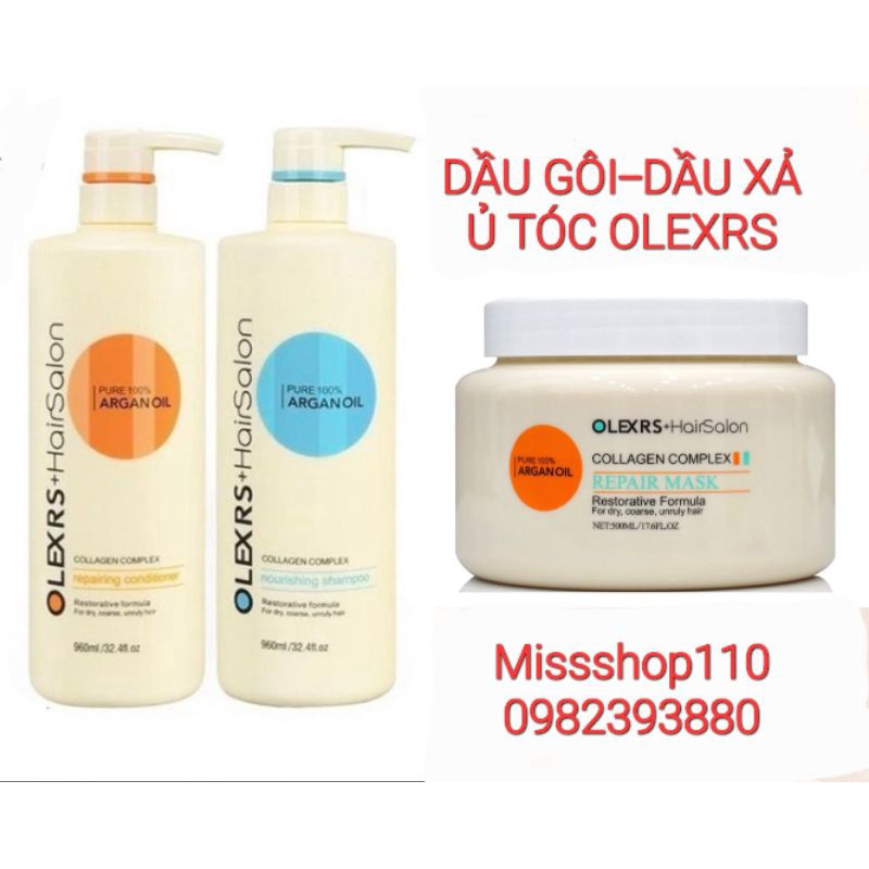 [OLEXRS]Dầu Gội- Xả Olexrs Argan Oil Collagen Hair Salon 960ml 500ML chính hãng
