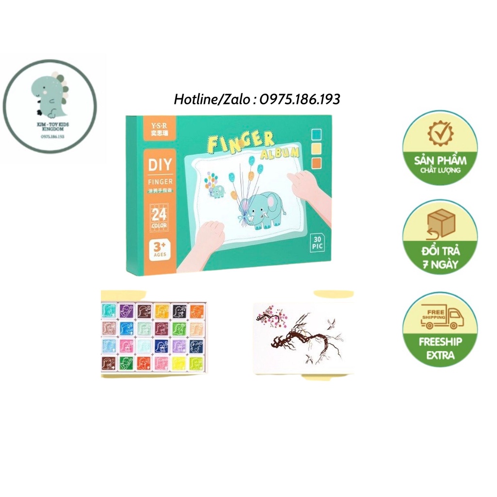 Hộp Màu Vân Tay 24 màu DIY Finger
