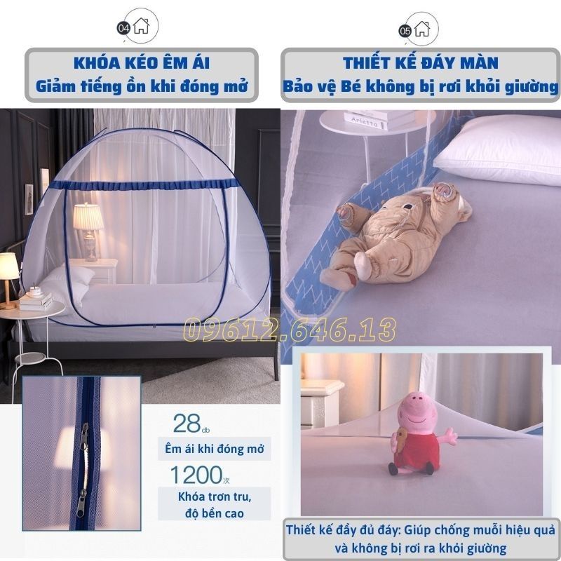 Màn Chụp Tự Bung Có Đáy, Gấp Gọn Tiện Dụng, Màn Chụp Hiện Đại Thông Minh Chống Muỗi, Côn Trùng Hiệu Quả