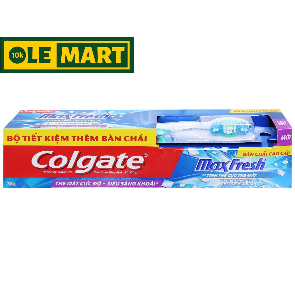 Kem đánh răng Colgate Maxfresh hương bạc hà 230g/hộp tặng bàn chải đánh răng Colgate Triple Action