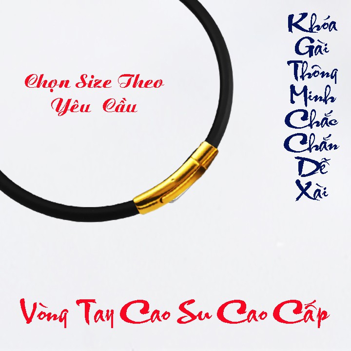 Vòng tay cao su 5 ly cao cấp khóa Vip màu vàng - Chọn size theo yêu cầu - Đem lại đẳng cấp phong độ cho người đeo