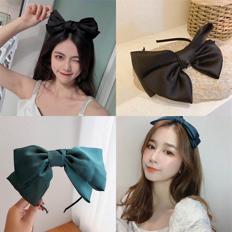 Băng Đô Cài Tóc Hình Nơ Màu Trơn Đơn Giản Phong Cách Hàn Quốc 2022 Dễ Thương