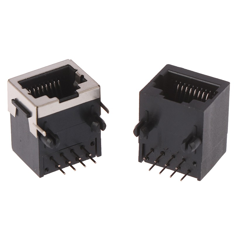 HBVN belle 10PCS RJ45 Metal 8 Pin Female PCB Right Angle Board Jack Connector 8P8C modish