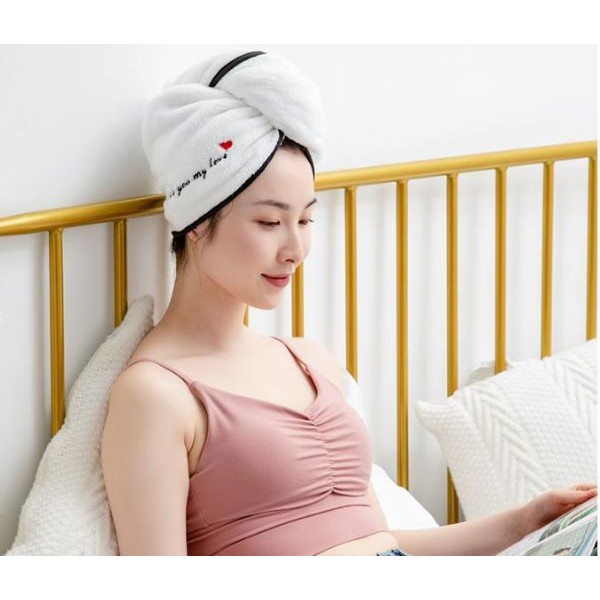 Khăn bông quấn đầu làm khô tóc siêu tốc My Love, khăn turban quấn ủ tóc cho mẹ và bé