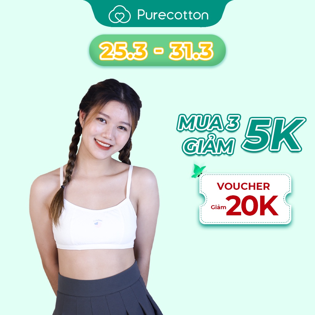 Áo lá học sinh Purecotton cho bé gái mới lớn chất liệu cotton cao cấp kiểu dáng chui đầu không đệm PC001