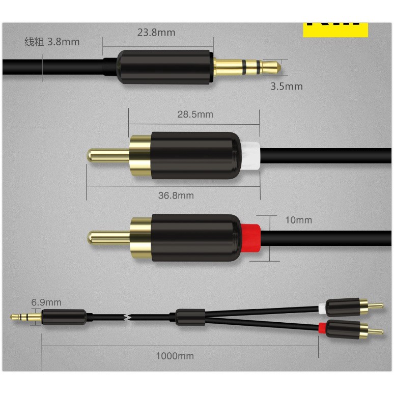 Dây Cáp Nối Audio Đầu 3.5 Ra 2 Đầu Hoa Sen (RCA) - KY-142