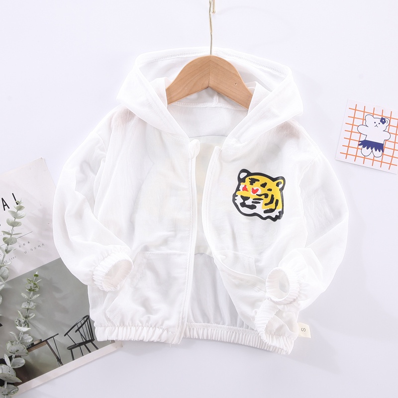 Áo Khoác Chống Nắng Tay Dài Có Khóa Kéo In Họa Tiết Hoạt Hình Kích Thước 80-120cm Thời Trang Mùa Hè Cho Bé