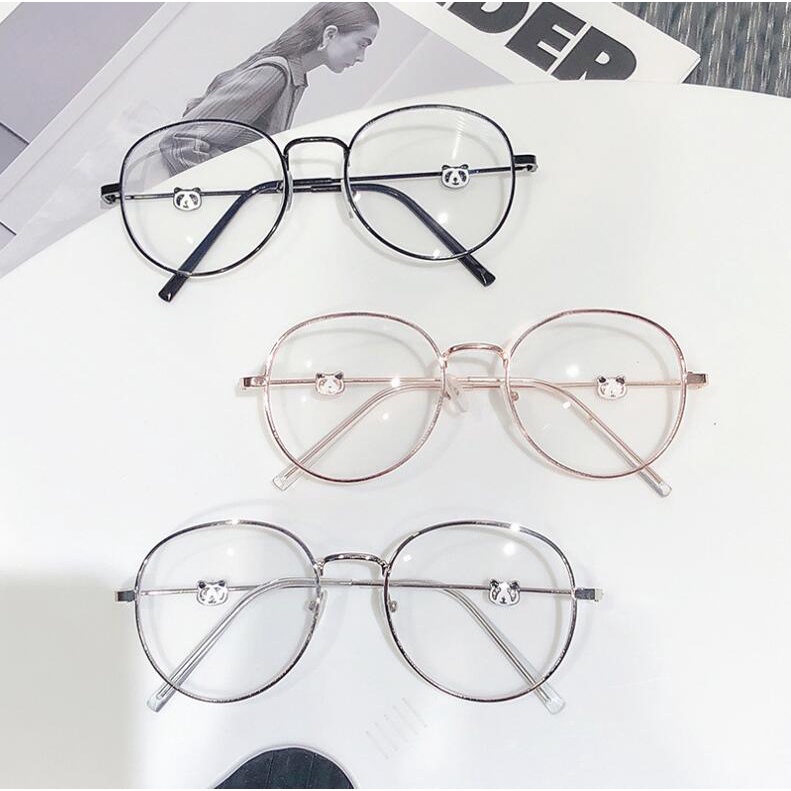 Mắt Kính Gọng Tròn Hình Gấu Trúc Chống Bức Xạ Cho Nữ