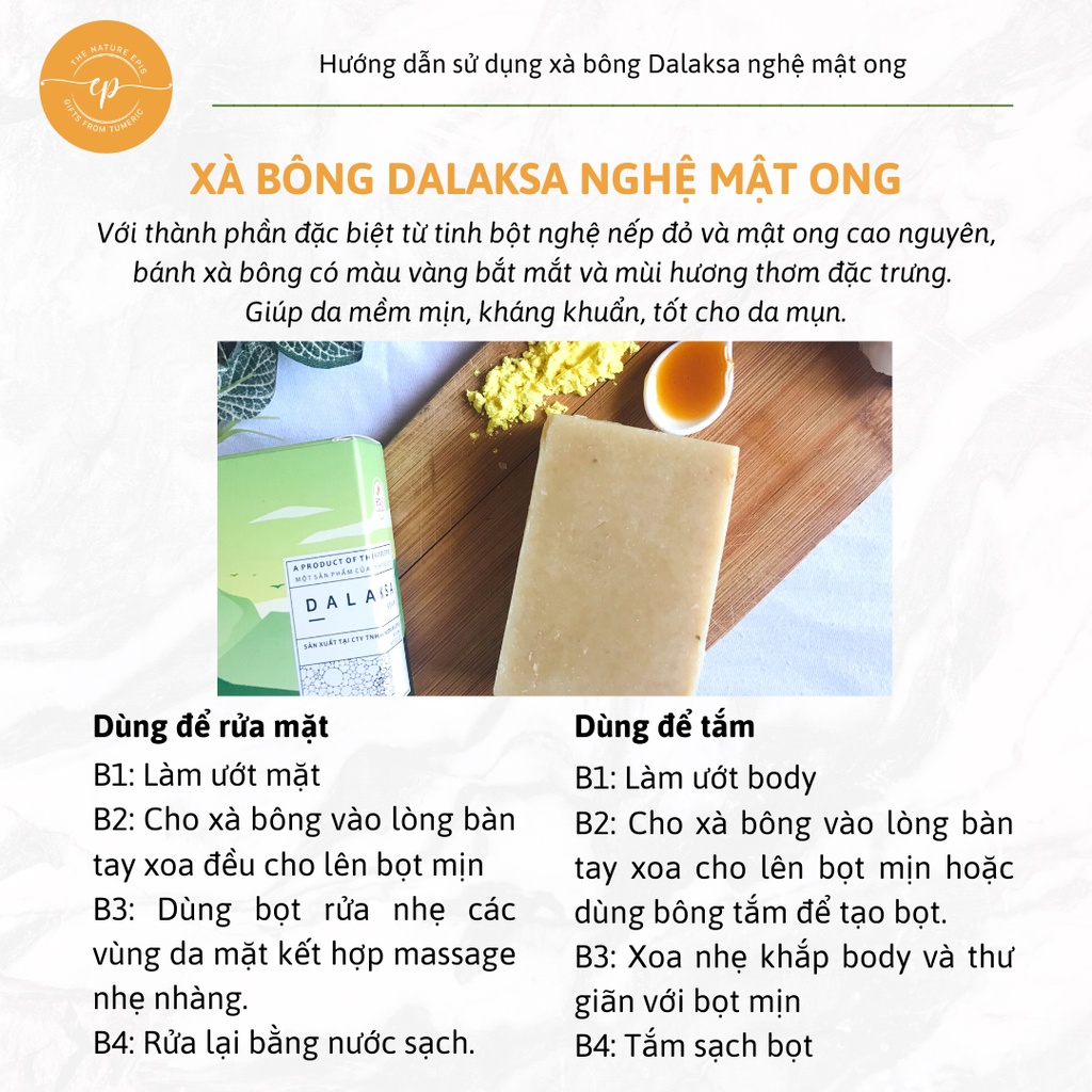 Xà Bông Nghệ Mật Ong Tắm & Rửa Mặt Thiên Nhiên Giảm Mụn, Giữ Ẩm Epis Dalaksa | BigBuy360 - bigbuy360.vn