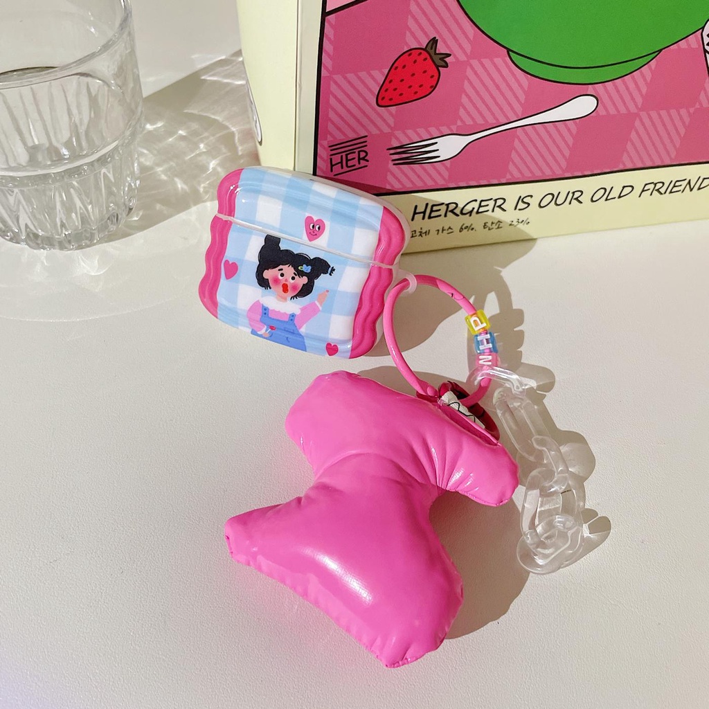 Vỏ Bảo Vệ Hộp Sạc Tai nghe không dây AirPods Pro 1 / 2 3 2021 gen3 Bằng Silicon TPU Mềm Chống Sốc Họa Tiết Kẻ Sọc Dễ Thương