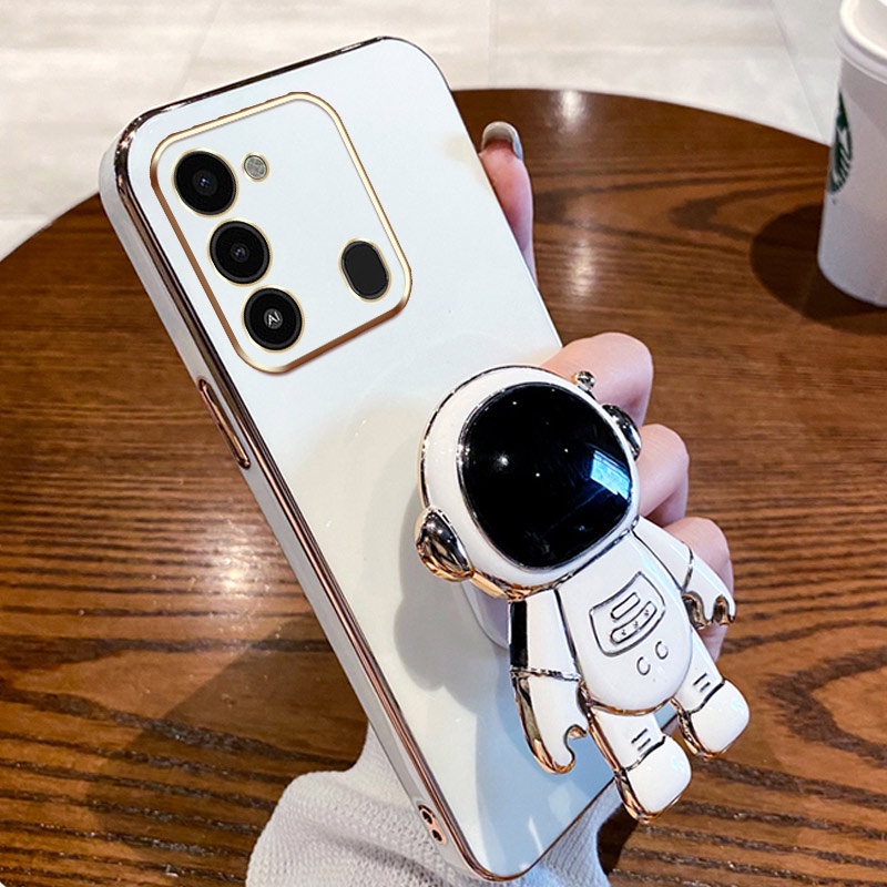 Ốp Điện Thoại Màu Kẹo Hình Phi Hành Gia Có Giá Đỡ Cho Infinix Tecno Spark GO 2022 Spark 8C KG5 KG5j KG5k