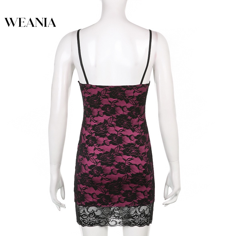 Đầm Ren Hoa Hai Lớp Hở Lưng Ôm Dáng Gợi Cảm Dành Cho Nữ
