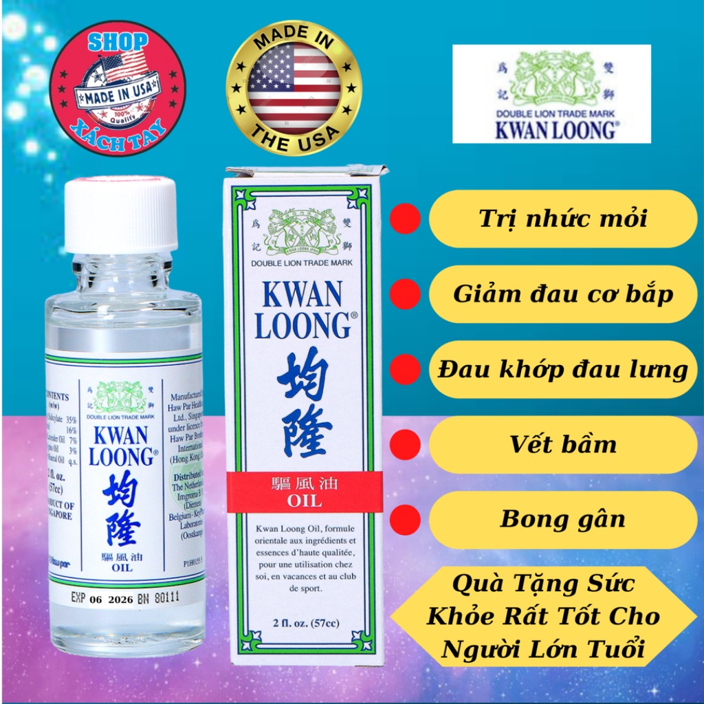 Dầu Nóng Kwan Loong Oil 57ml Thị Trường Mỹ ( Shop chỉ bán hàng MỸ )