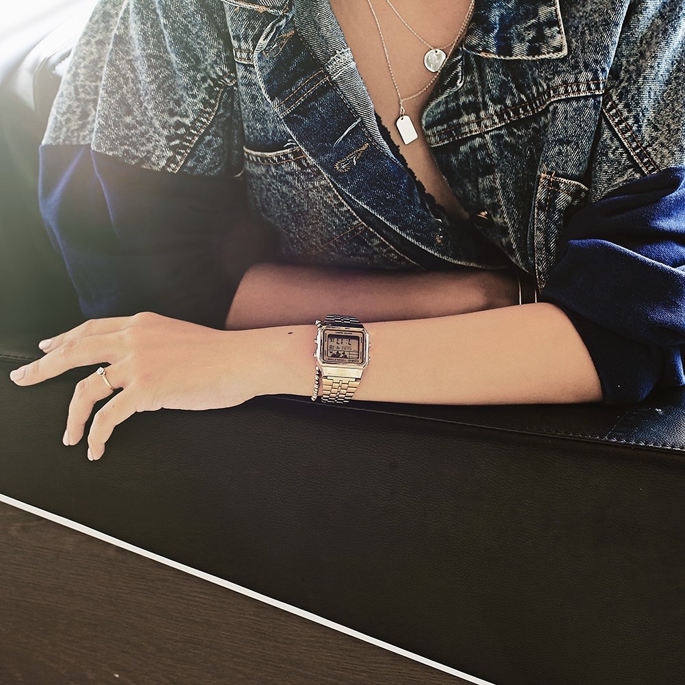 Đồng hồ Unisex nam dây kim loại CASIO A500WGA-9DF chính hãng