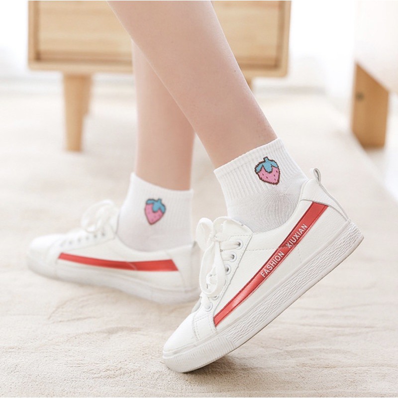 Tất vớ nam nữ cao cổ Béo shop , tất hoa quả cổ ngắn Hàn Quốc dễ thương
