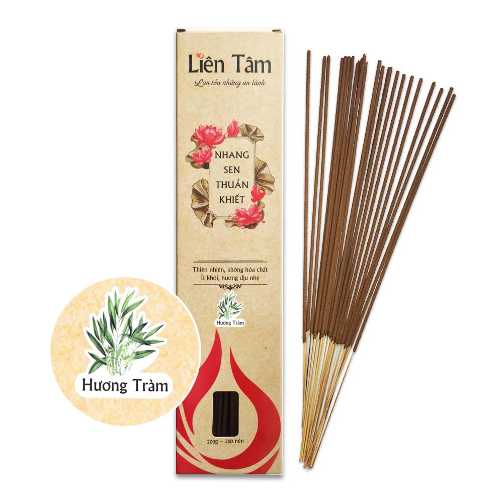 Nhang Sen Hương Tràm Liên Tâm - 29cm - Hộp 200 cây - 100% thiên nhiên