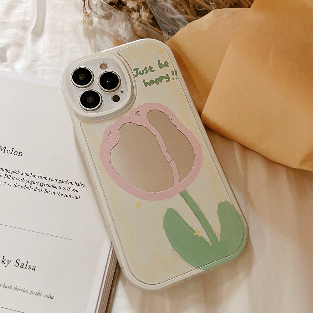 Ốp Điện Thoại Mềm Chống Sốc Họa Tiết Hoa Tulip Có Gương Cho Apple iPhone 13 12 Pro Max 11 11pro X Xs Xr Xs Max 7p 8 Plus