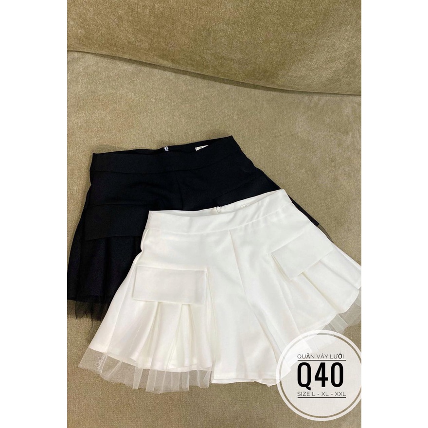 (60-90KG) CÓ ẢNH THẬT BIGSIZE Quần váy lưới Q40 Màu sắc: trắng - đen 🧶Chất liệu: vải cotton lạnh