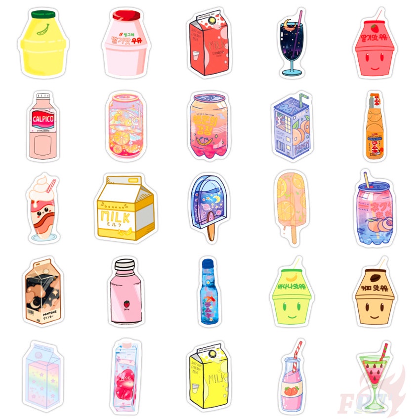Bộ 100 Cái/Bộ ❉ Miếng Dán Trang Trí Dòng I Want A Drink Series ❉ Miếng Dán Trang Trí Vali Laptop Ván Trượt DIY Thời Trang