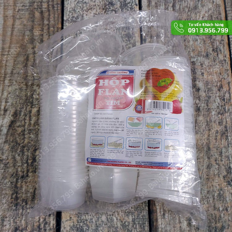Khuôn làm bánh flan, rau câu, sữa chua trái tim có nắp Vĩnh Trường 90ml